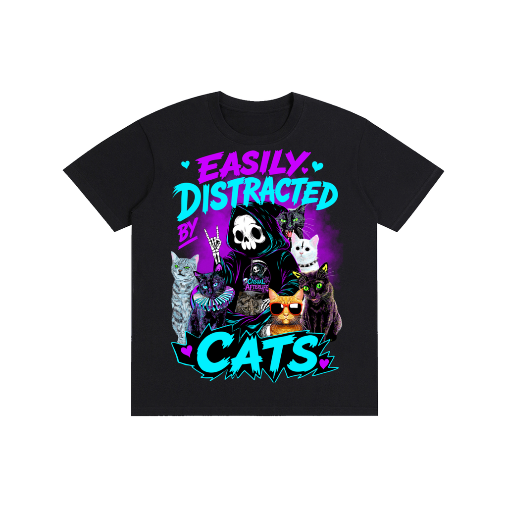 Easily Distracted by Cats Pure Cotton Unisex T-Shirt