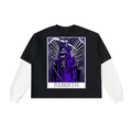 Rebirth Grim Reaper Layered Contrast Sleeve Cotton T-Shirt