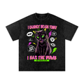 Funny Silly Black Cat Snow Washed Oversized Cotton T-Shirt