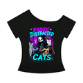 Easily Distracted by Cats Women’s Off-the-Shoulder T-Shirt