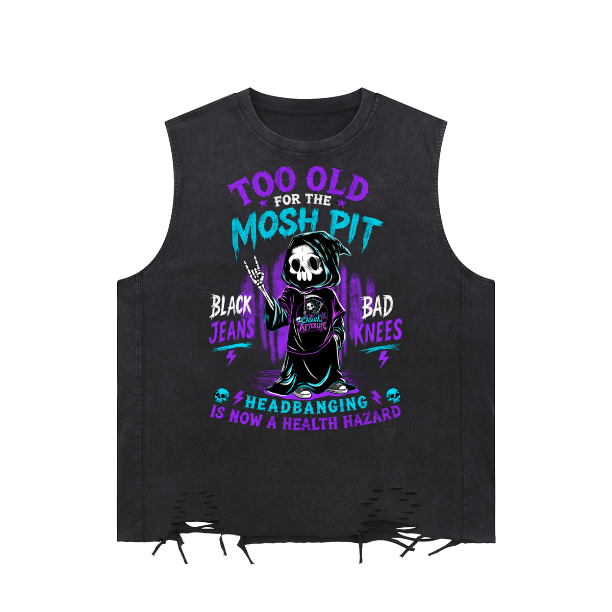 Casual Afterlife Mosher Snow Washed Raw-Hem Tank Top