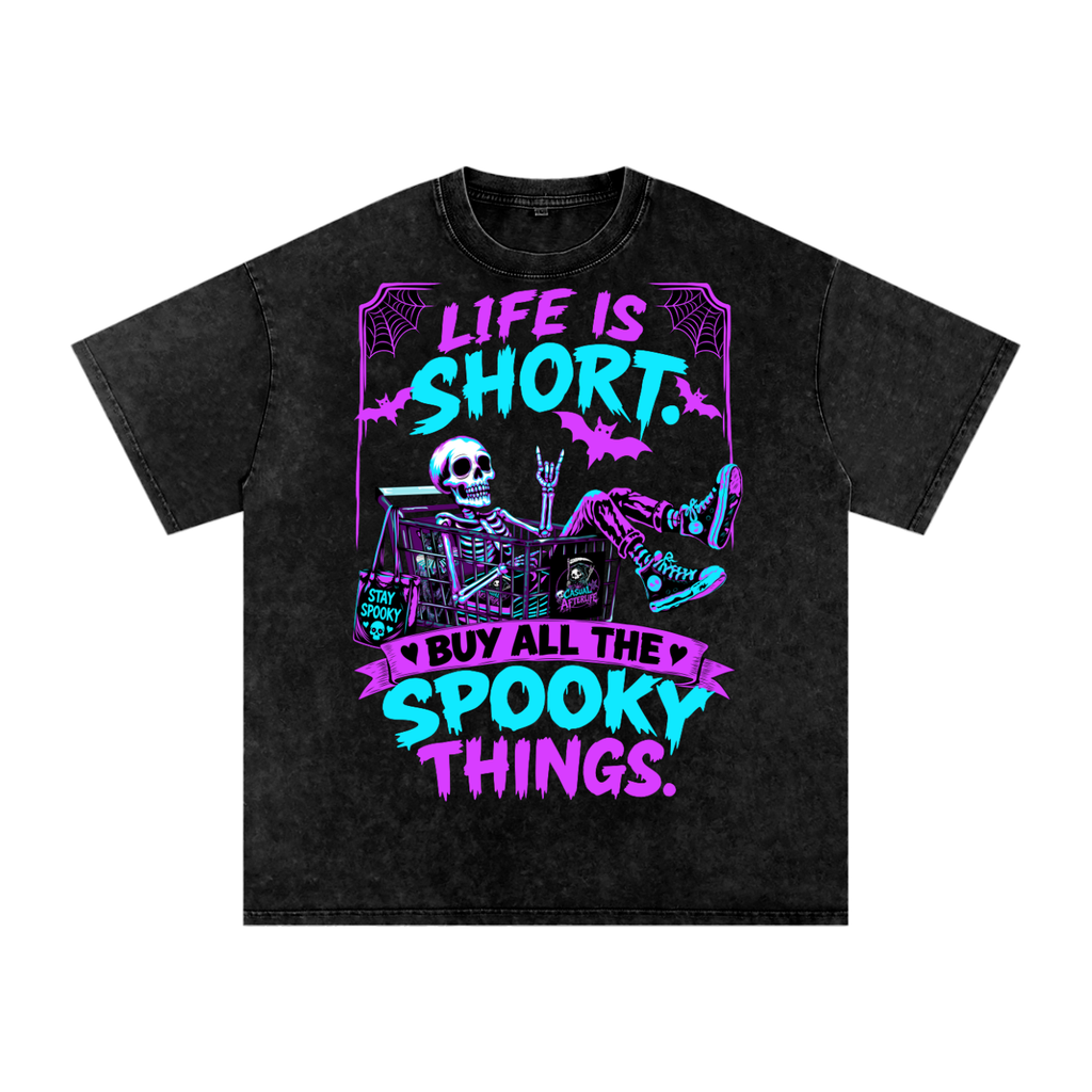 Shop Spooky Snow Washed Oversized Cotton T-Shirt