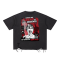Funny Psycho Snow Washed Raw-Hem T-Shirt