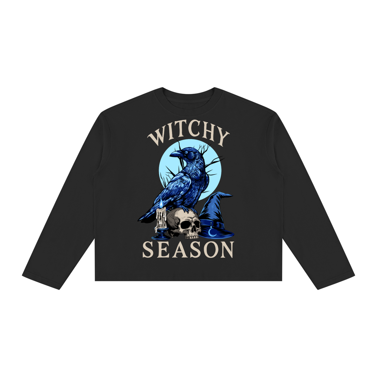 Witchy Season Unisex Vintage Wash Long Sleeve Boxy T-Shirt