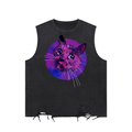 Cosmic Kitty Goth Snow Washed Raw-Hem Tank Top