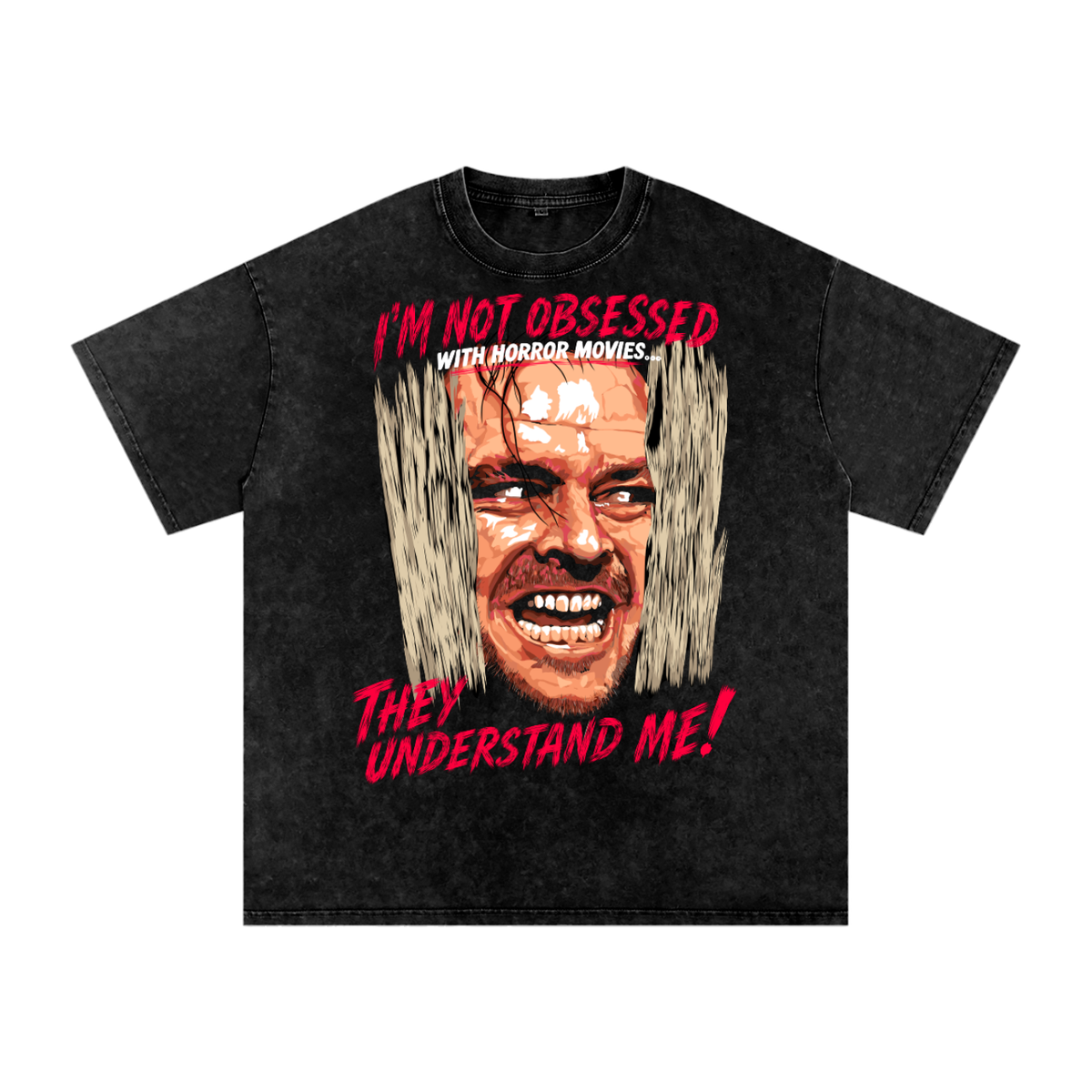 Horror Fan Snow Washed Oversized Cotton T-Shirt