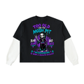 Casual Afterlife Mosher Layered Contrast Sleeve Cotton T-Shirt