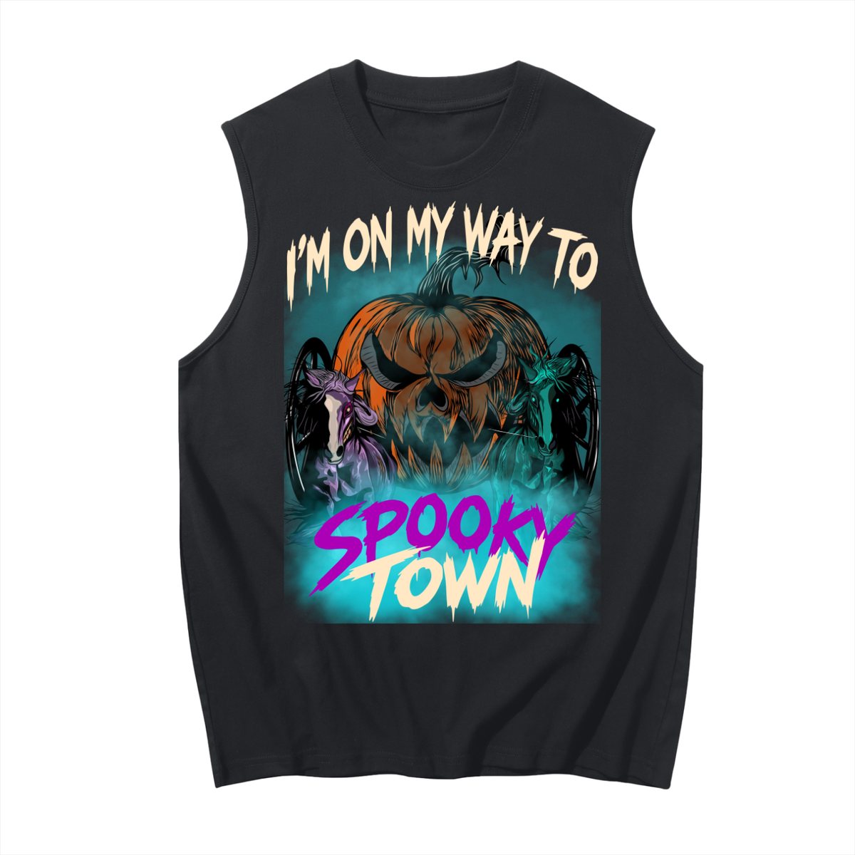 Jack-O-Lantern Halloween Men's Sleeveless Cotton Tank Top