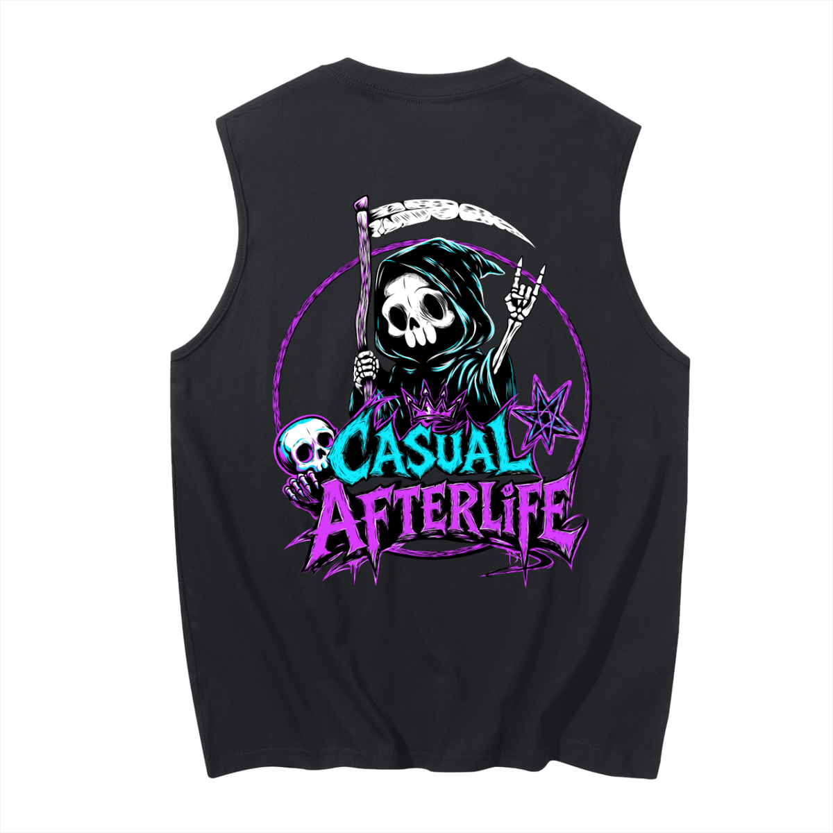 Casual Afterlife Logo Double Sided Print Men's Sleeveless Cotton Tank Top