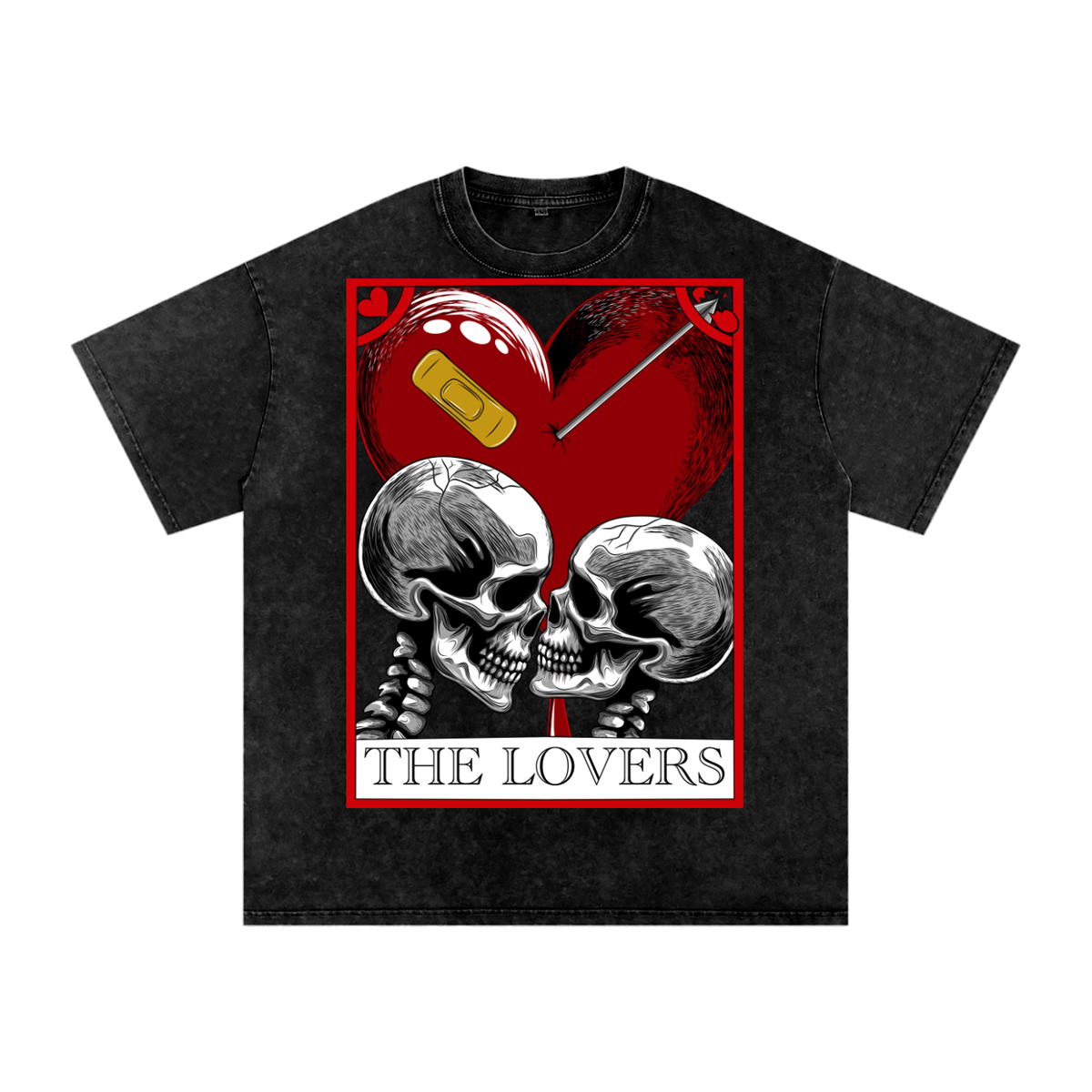 The Lovers Goth Emo Snow Washed Oversized Cotton T-Shirt