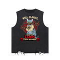 Goth Cat Horror Fan Snow Washed Raw-Hem Tank Top