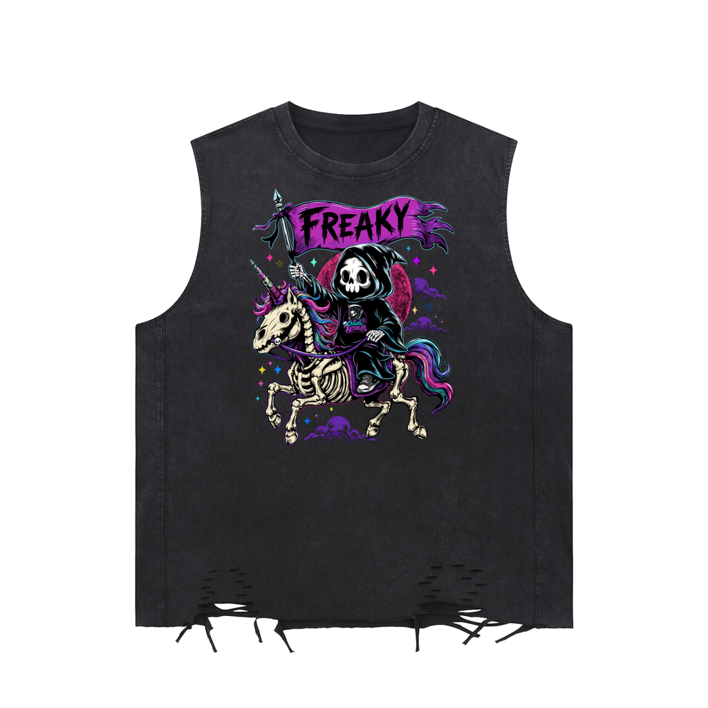 Casual Afterlife Freak Flag Snow Washed Raw-Hem Tank Top