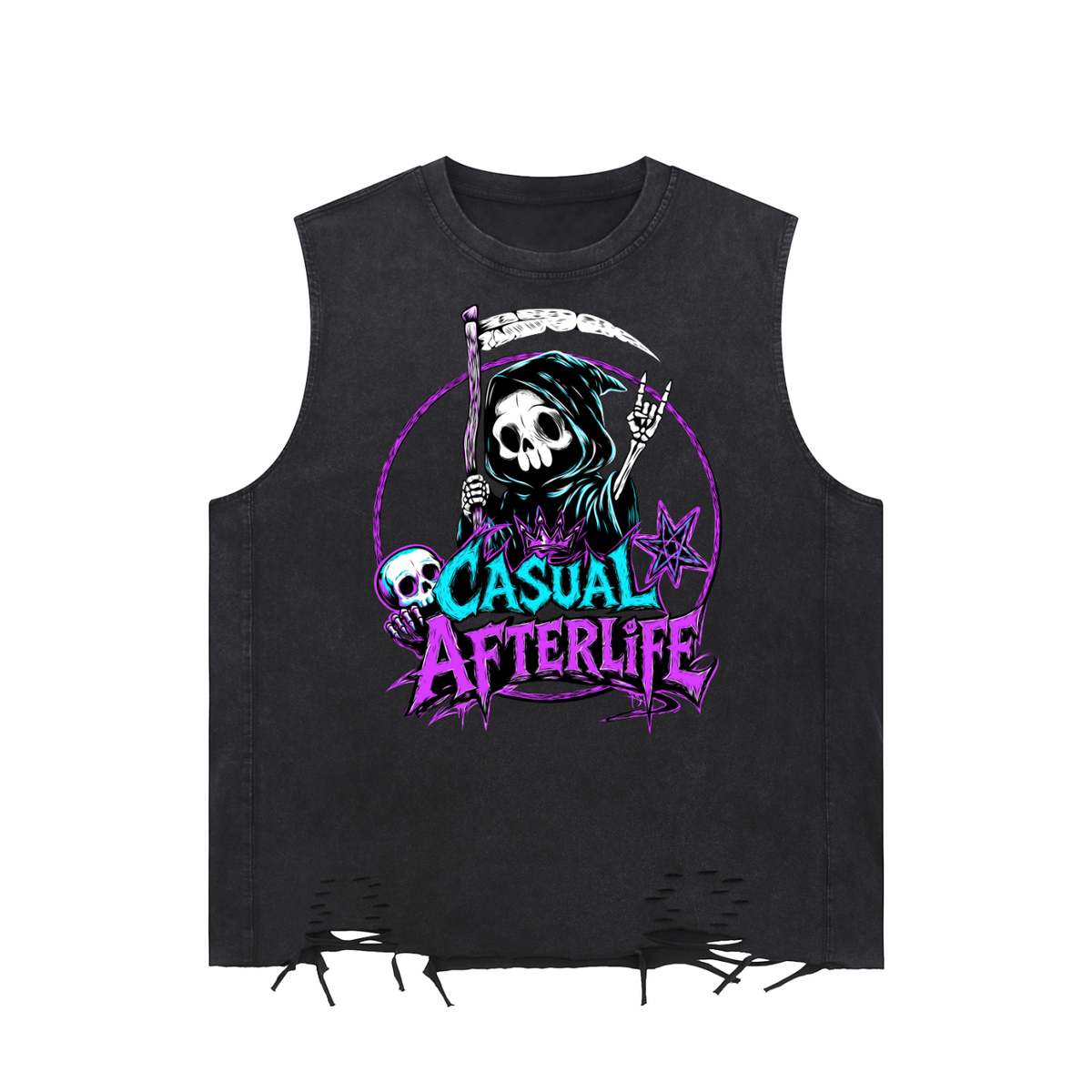 Casual Afterlife Snow Washed Raw-Hem Tank Top