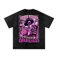 Funny Steampunk Victorian Skeleton Snow Washed Oversized Cotton T-Shirt