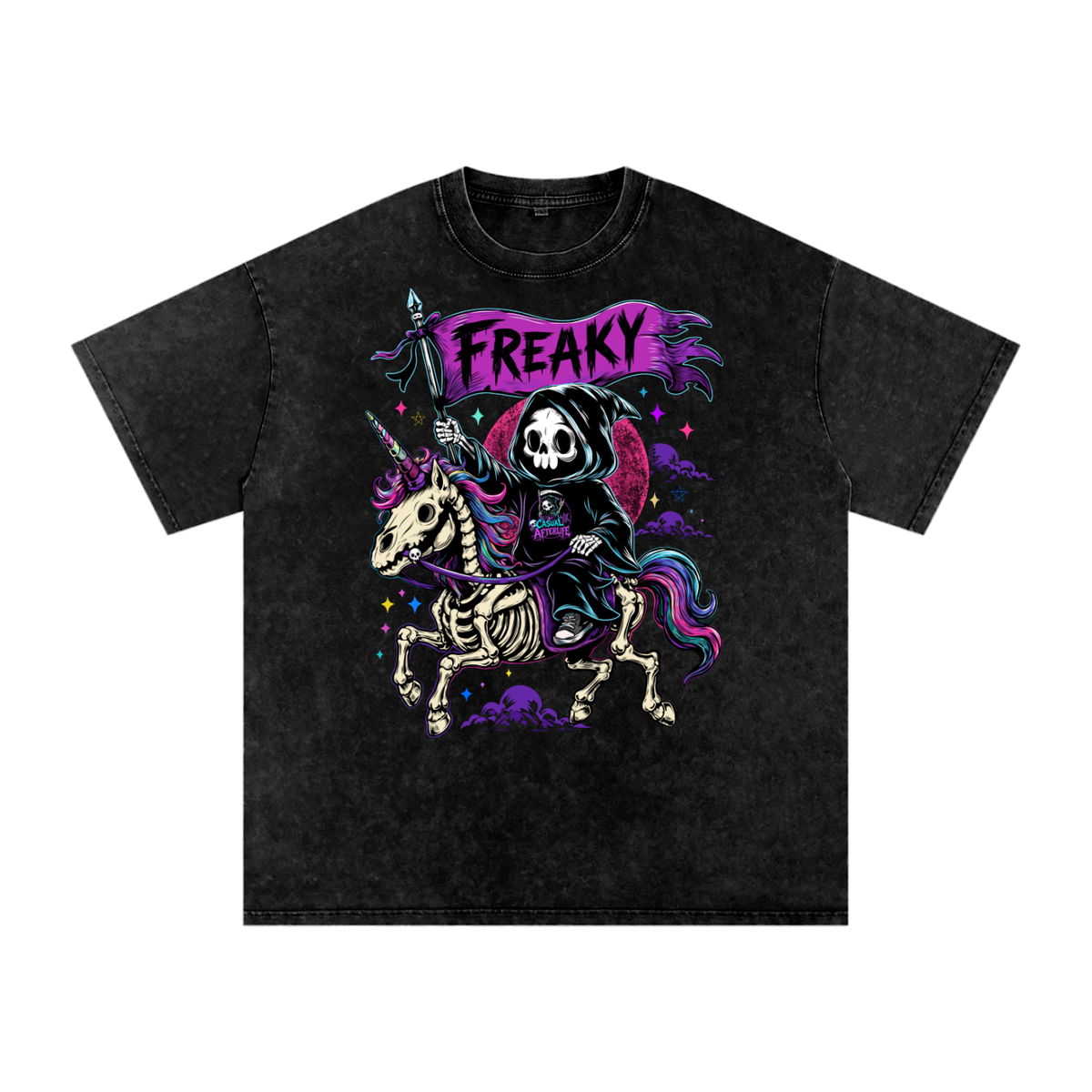 Casual Afterlife Freak Flag Snow Washed Oversized Cotton T-Shirt