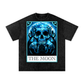 The Moon Tarot Card Snow Washed Oversized Cotton T-Shirt