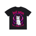 Goth Hail Satan Funny Cat Pure Cotton Unisex T-Shirt