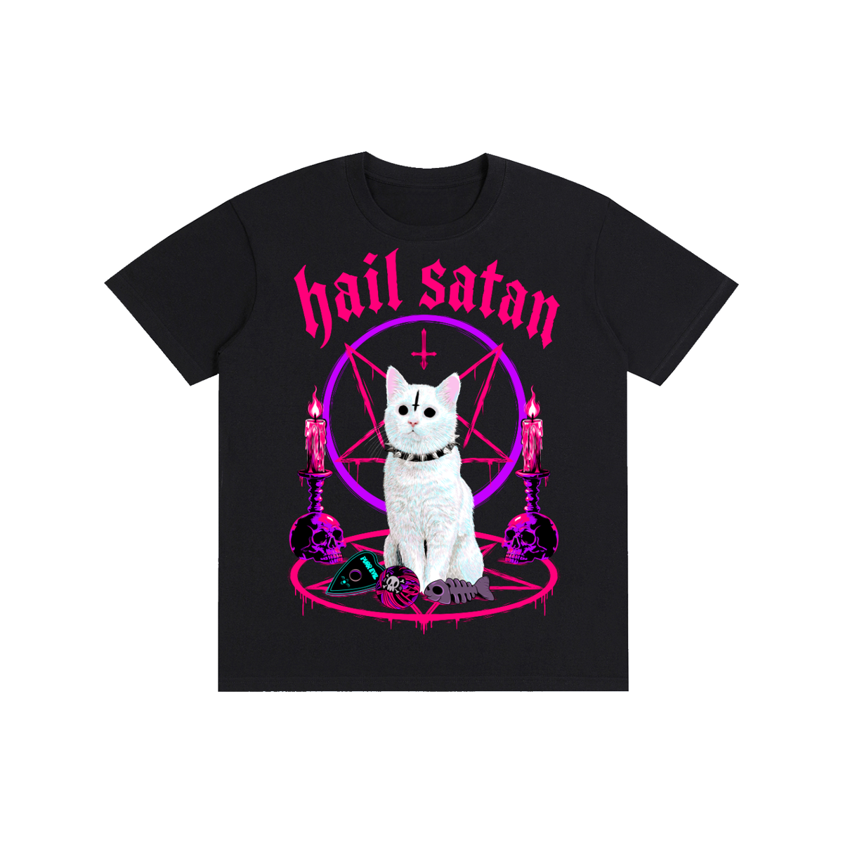 Goth Hail Satan Funny Cat Pure Cotton Unisex T-Shirt