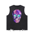 Steampunk Skull Snow Washed Raw-Hem Tank Top