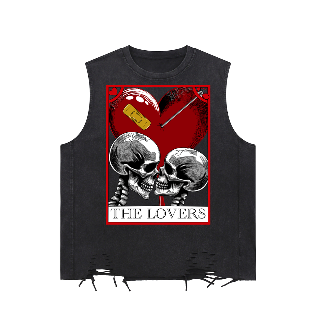 The Lovers Tarot Card Snow Washed Raw-Hem Tank Top