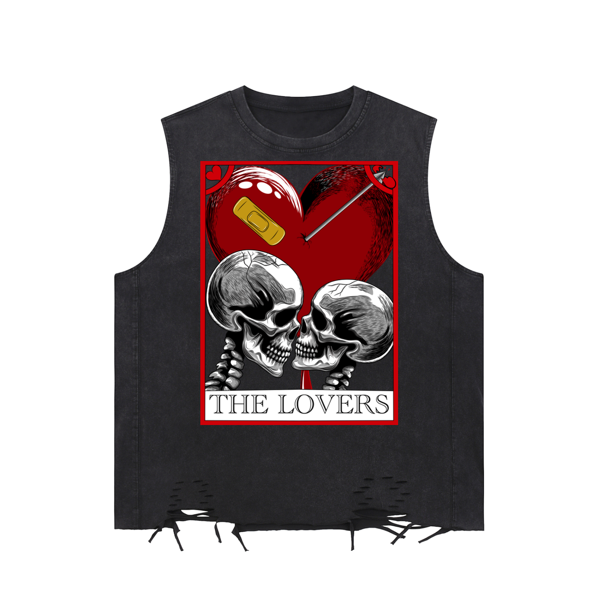 The Lovers Tarot Card Snow Washed Raw-Hem Tank Top
