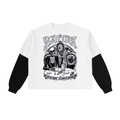 Bad Luck Victorian Steampunk Layered Contrast Sleeve Cotton T-Shirt