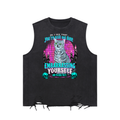 Funny Goth Cat Snow Washed Raw-Hem Tank Top