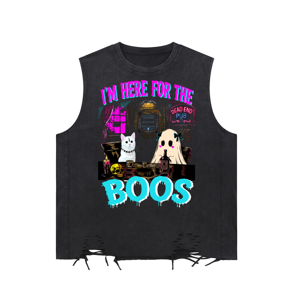 Irish Pub Ghost Snow Washed Raw-Hem Tank Top