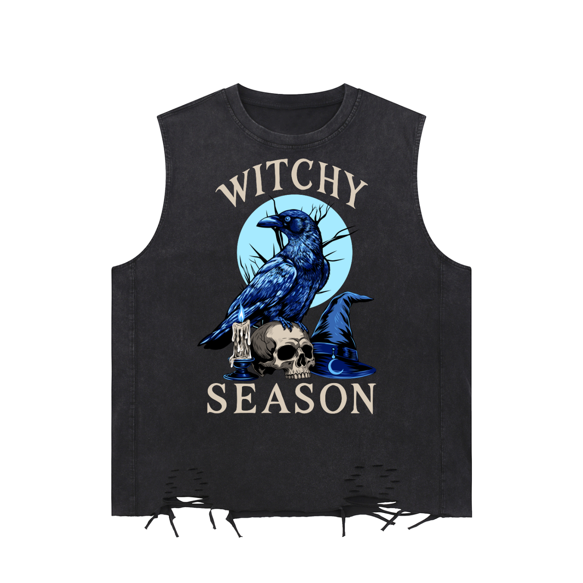 Witchy Season Snow Washed Raw-Hem Tank Top