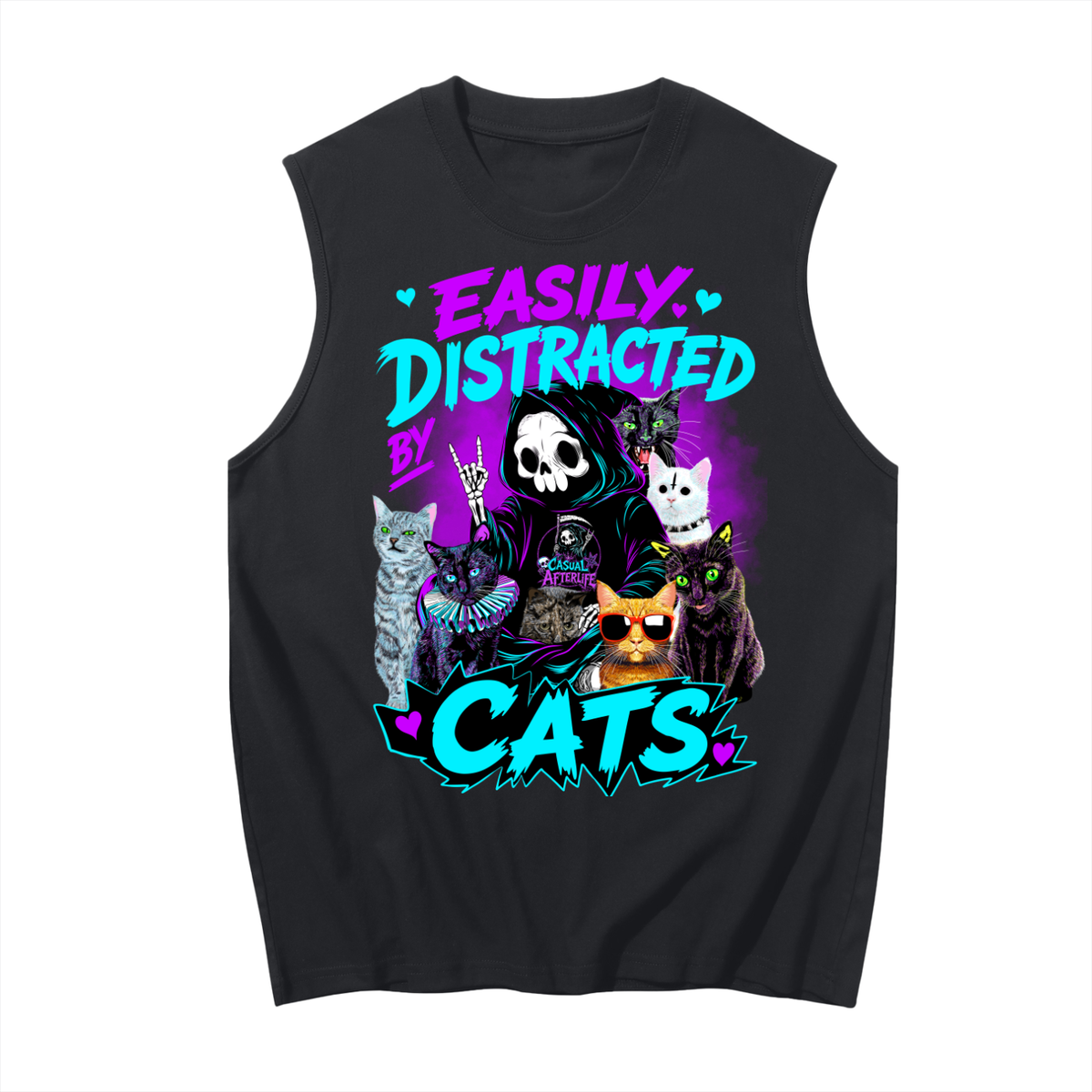 Easily Distracted by Cats Men's Sleeveless Cotton Tank Top