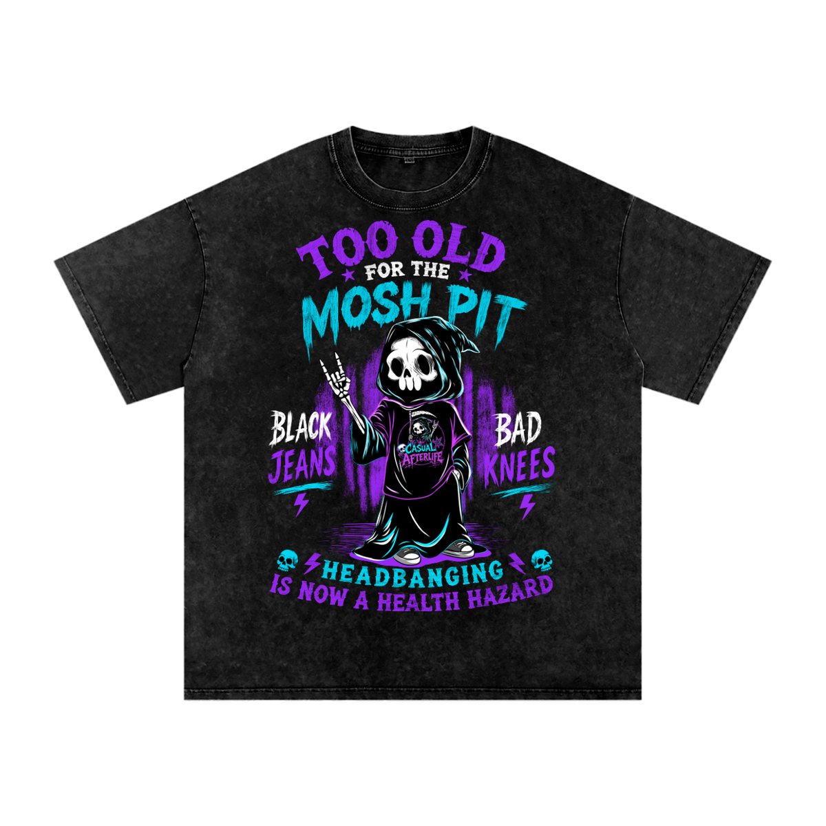 Casual Afterlife Mosher Snow Washed Oversized Cotton T-Shirt