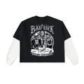 Bad Luck Victorian Steampunk Layered Contrast Sleeve Cotton T-Shirt