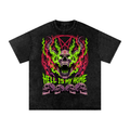 Satanic Goth Snow Washed Oversized Cotton T-Shirt