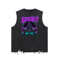 Spooky But Cute Funny Bat Snow Washed Raw-Hem Tank Top
