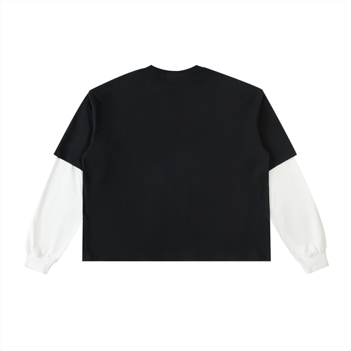 Casual Afterlife Horror Fan Layered Contrast Sleeve Cotton T-Shirt