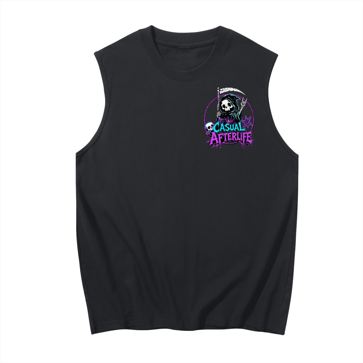 Casual Afterlife Logo Double Sided Print Men's Sleeveless Cotton Tank Top
