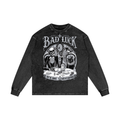 Bad Luck Victorian Steampunk Acid Wash Oversize Long Sleeve T-Shirt