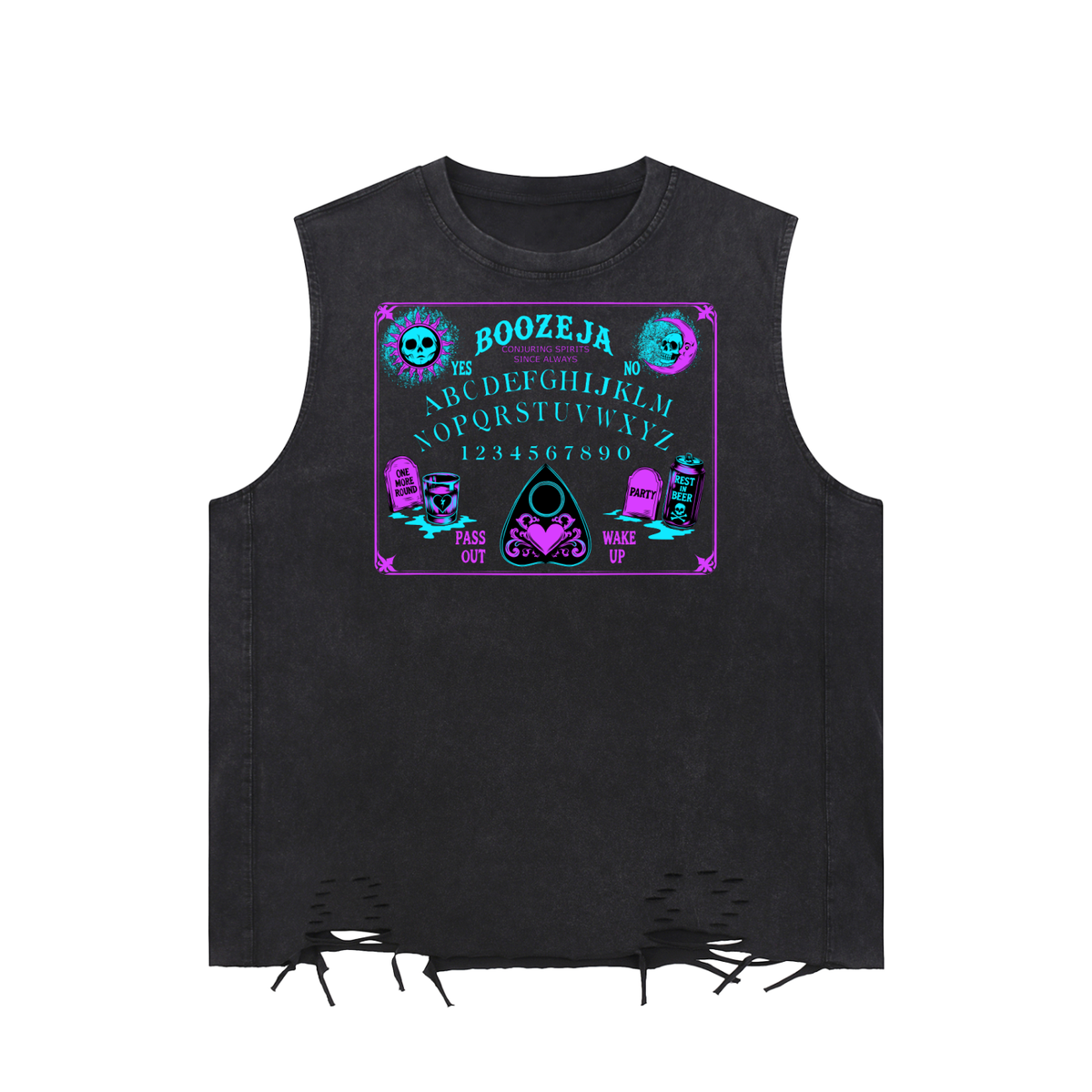 Funny Ouija Board Goth Snow Washed Raw-Hem Tank Top