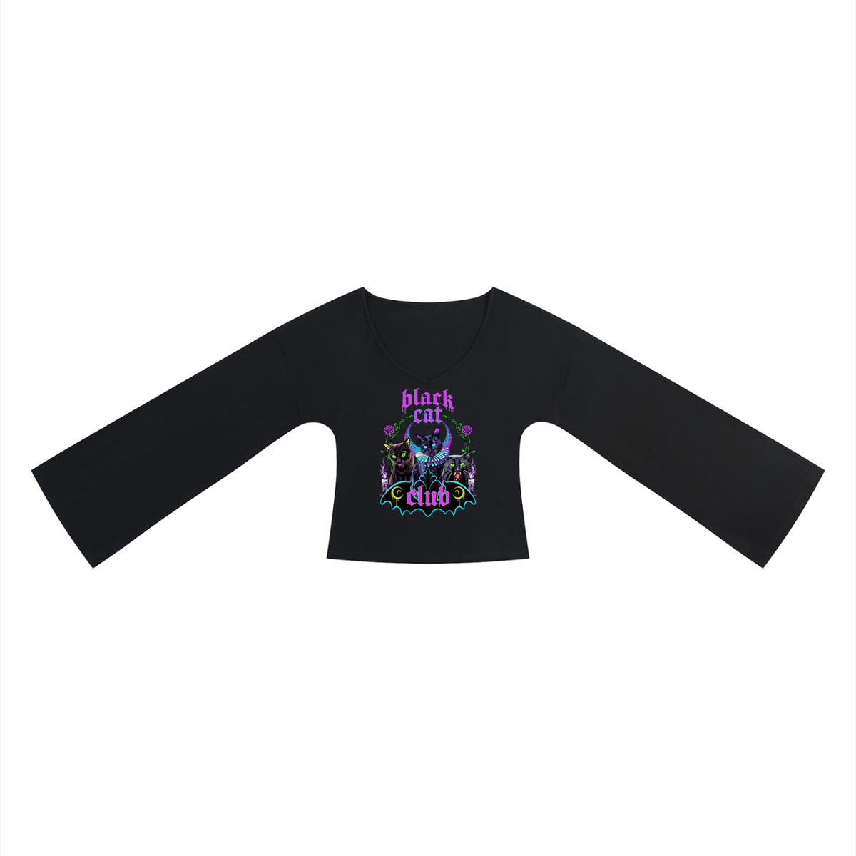Black Cat Club Women’s Bell Sleeve T-Shirt