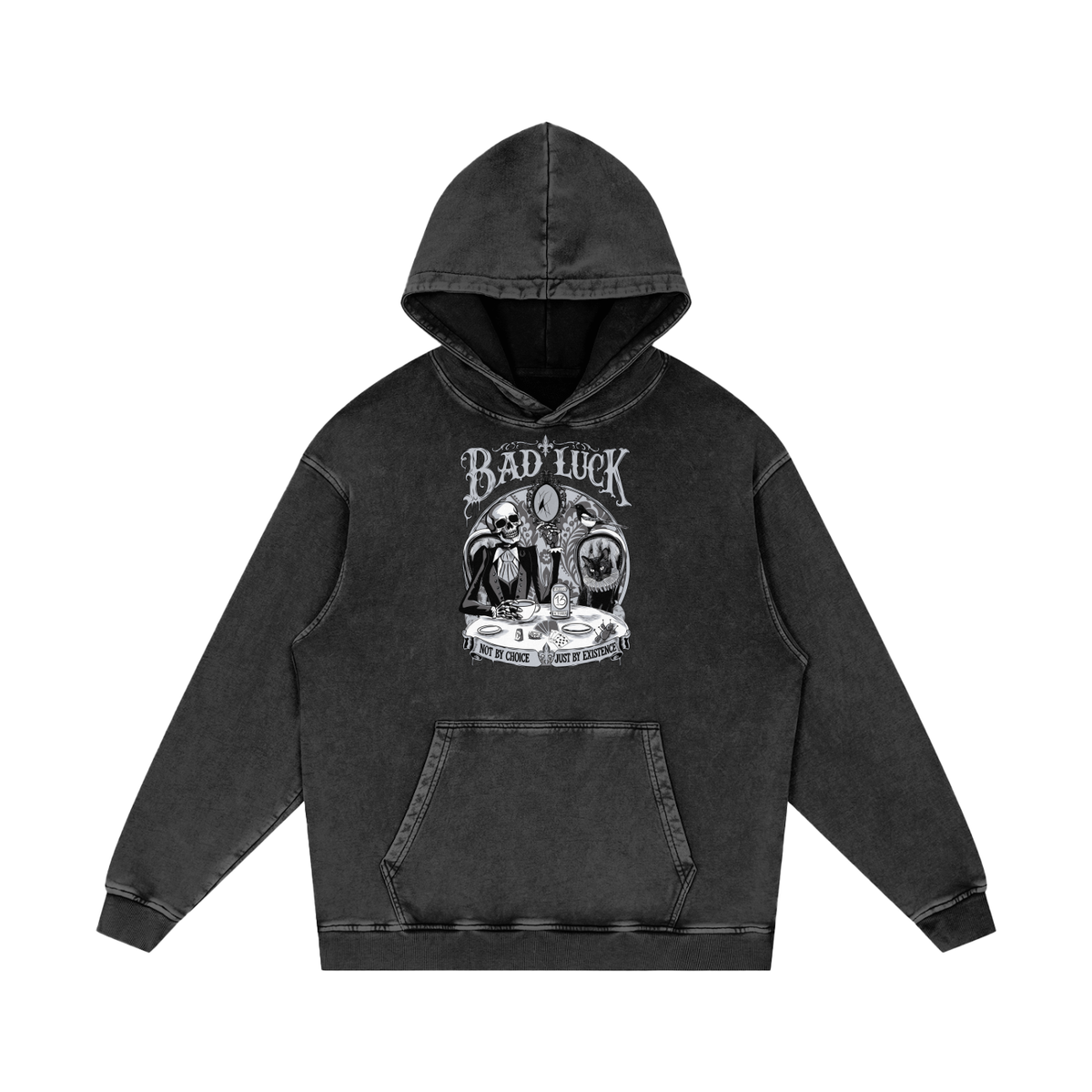 Bad Luck Snow Washed Loose Cotton Hoodie