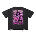 Funny Victorian Steampunk Skeleton Snow Washed Raw-Hem T-Shirt
