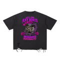 Sad Cat Funny Goth Snow Washed Raw-Hem T-Shirt