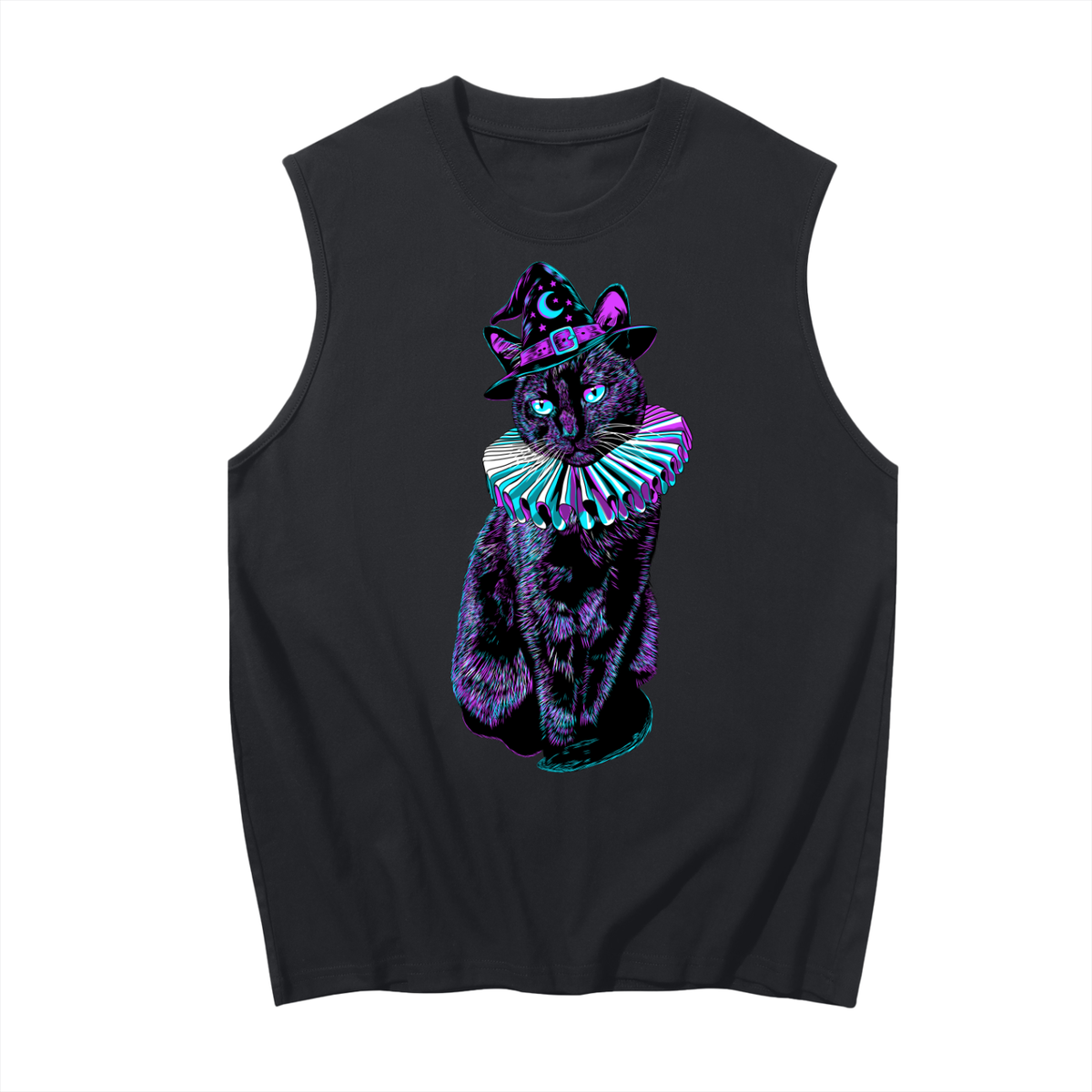 Witchy Cat Men's Sleeveless Cotton Tank Top