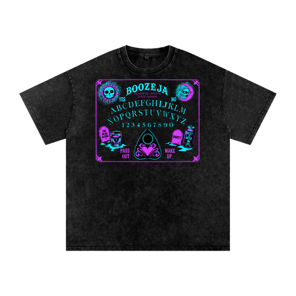Funny Ouija Board Goth Snow Washed Oversized Cotton T-Shirt