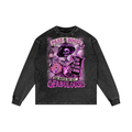 Funny Victorian Steampunk Skeleton Acid Wash Oversize Long Sleeve T-Shirt