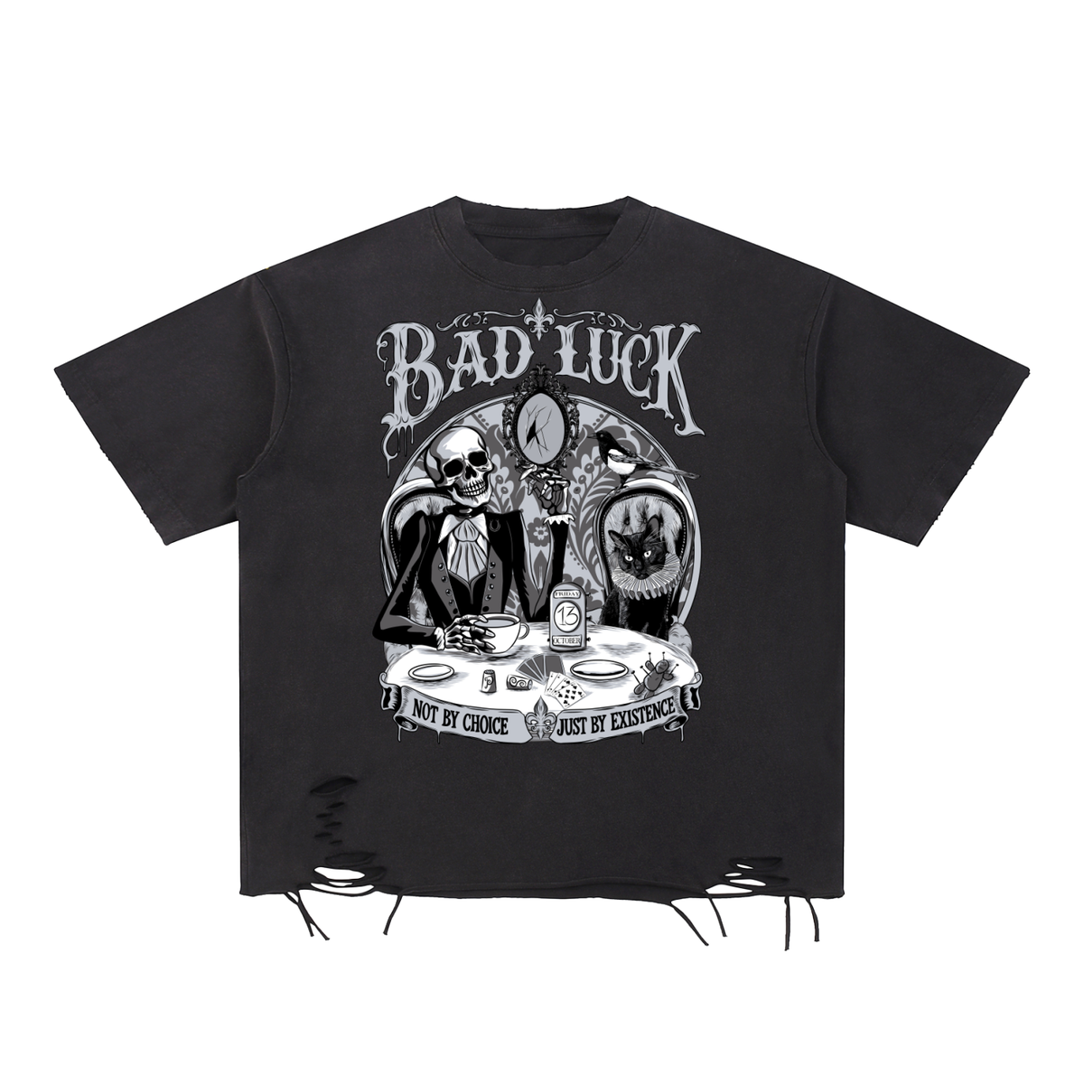 Victorian Bad Luck Snow Washed Raw-Hem T-Shirt