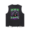 Funny Angry Black Cat Snow Washed Raw-Hem Tank Top