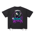 Casual Afterlife Logo Snow Washed Raw-Hem T-Shirt
