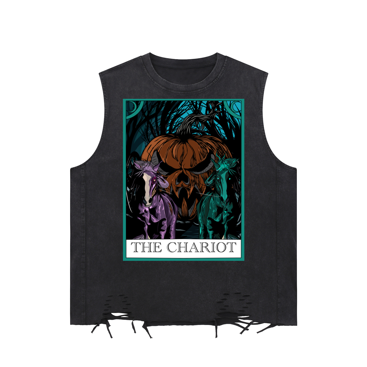 The Chariot Tarot Card Snow Washed Raw-Hem Tank Top