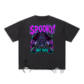 Spooky But Cute Funny Bat Snow Washed Raw-Hem T-Shirt